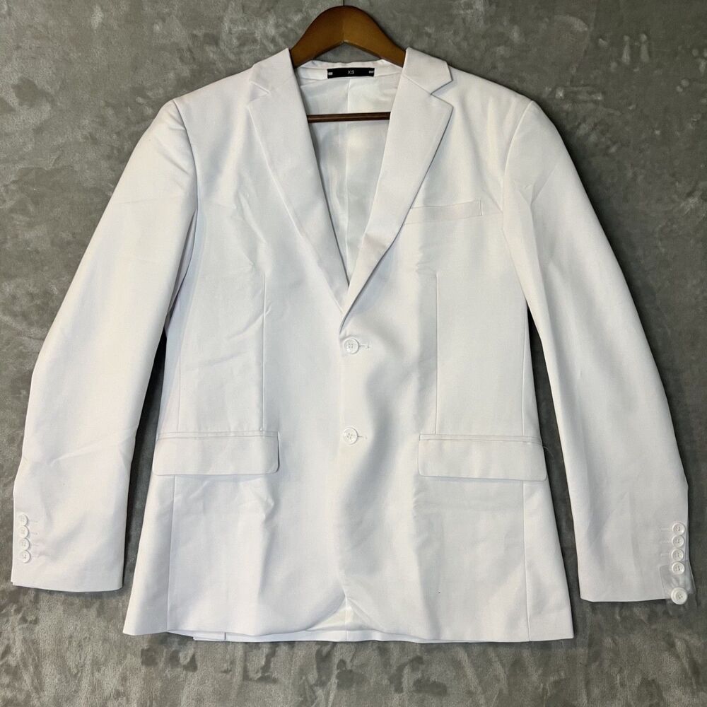 White Formal Mens XSmall Button Down Double Vented Pocket Jacket Coat Blazer